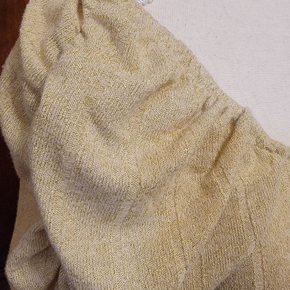 New Zac & Rachel Shirred Square Neck Bodice Top White Swan with Gold Lurex M - Picture 6 of 14